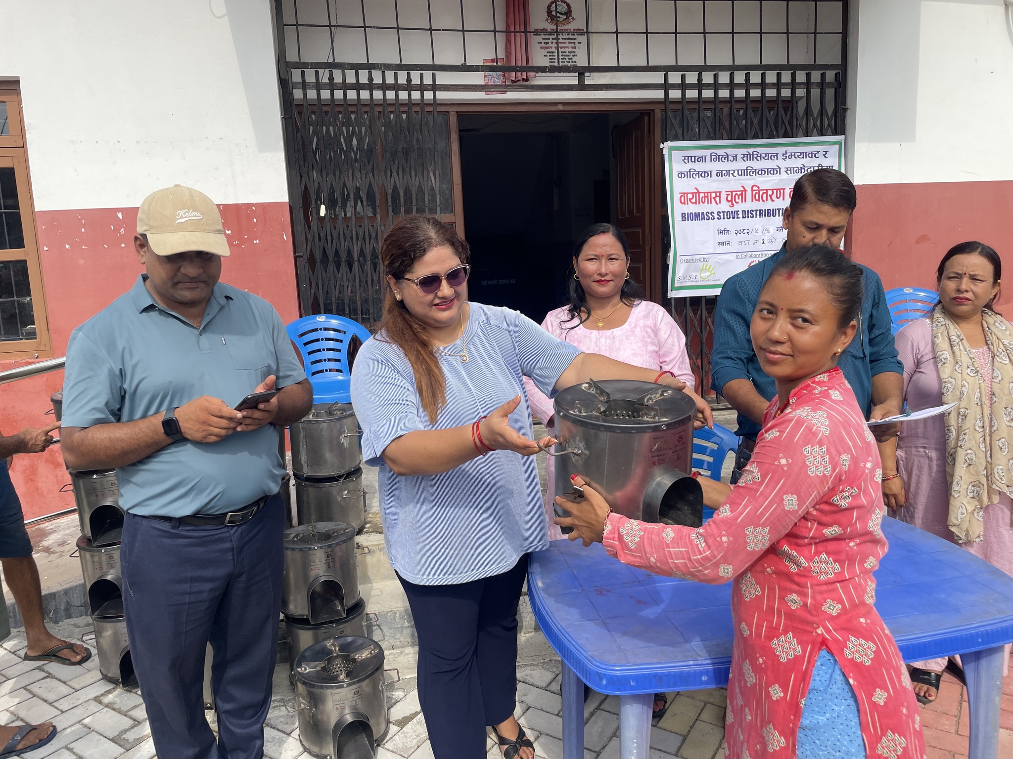 Women using biomass stoves